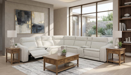 Gizmo 7 Piece Dual Power Reclining Sectional with Left and Right Arm Facing Recliners
