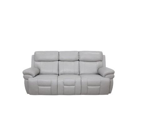 Bishop Silver Leather Zero Gravity Triple Power Reclining Sofa