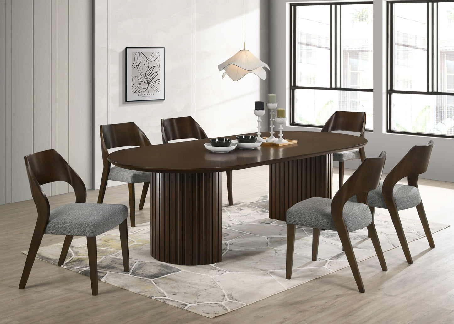 Holt Espresso 7 Piece Oval Dining Set with 6 Wood Back Side Chairs