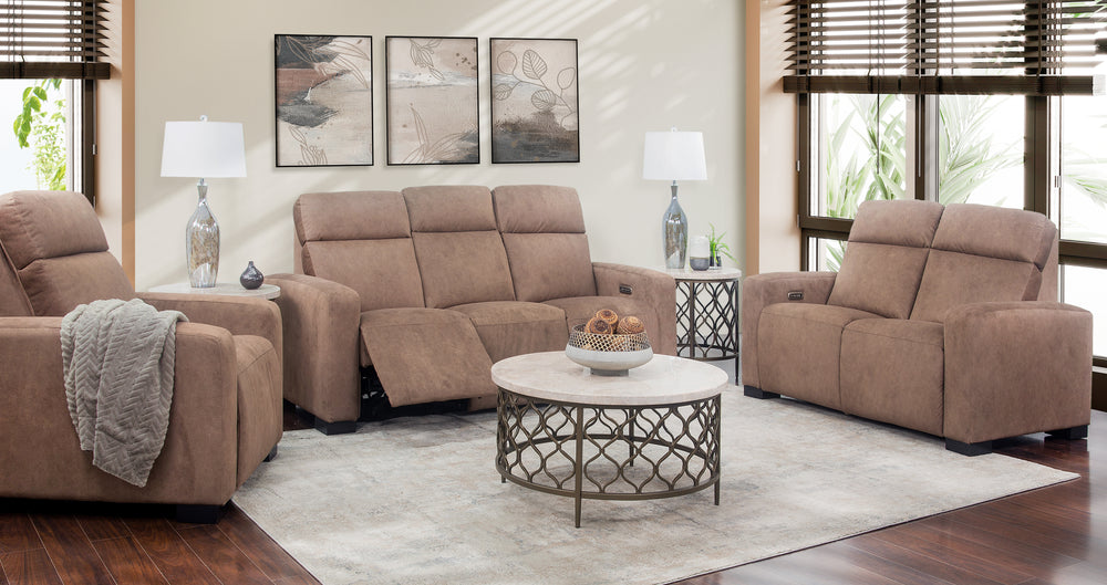 Acadia 3 Piece Power Sofa, Loveseat, and Recliner with Power Headrests