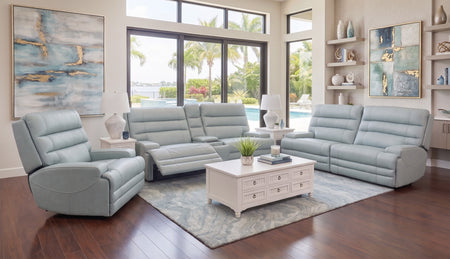 Hero Aqua 5 Piece Leather Zero Gravity Triple Power Living Room