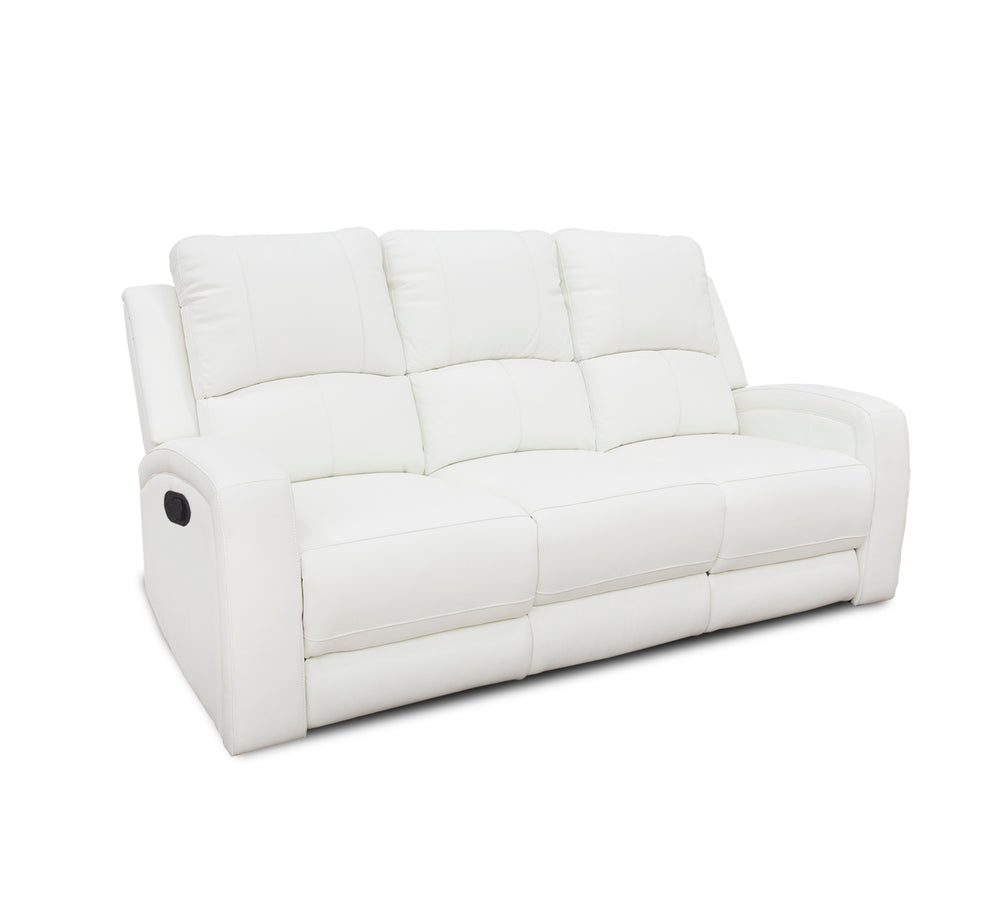 Aria White Leather Reclining Sofa