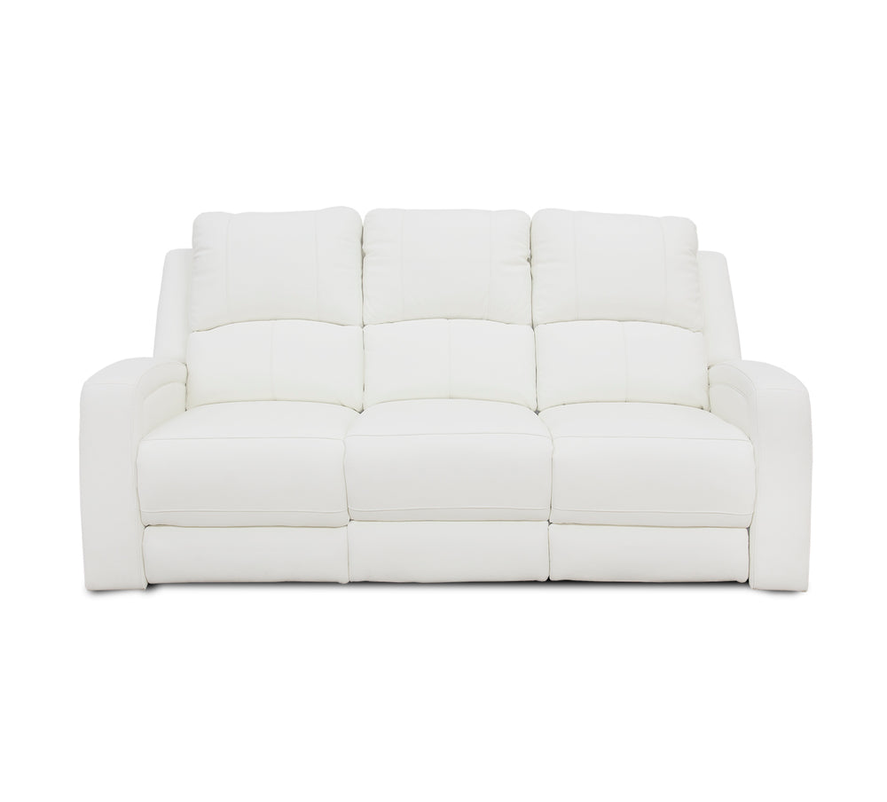 Aria White Leather Zero Gravity Dual Power Reclining Sofa