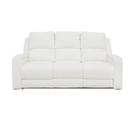 Aria White Leather Zero Gravity Dual Power Reclining Sofa