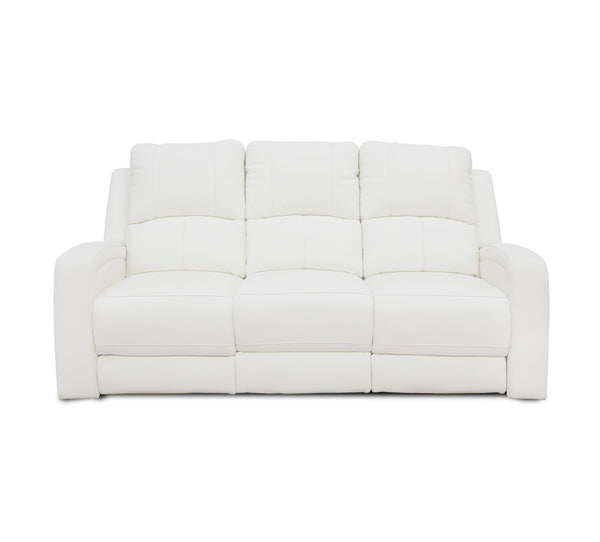 Aria White Leather Zero Gravity Dual Power Reclining Sofa