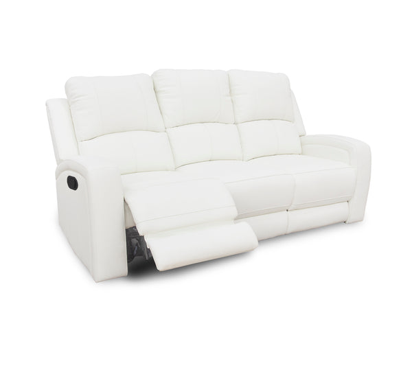 Aria White Leather Reclining Sofa
