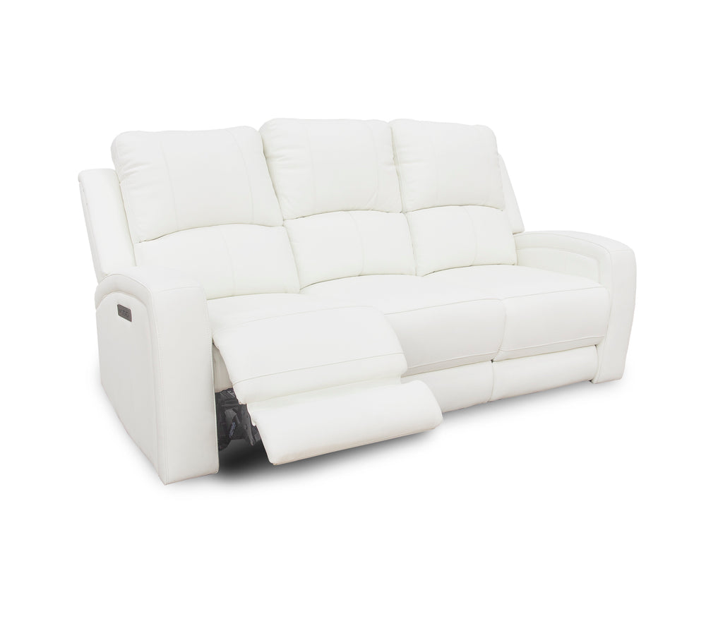 Aria White 3 Piece Zero Gravity Dual Power Leather Reclining Sofa, Leather Reclining Console Loveseat, and Leather Recliner