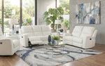 Aria White 3 Piece Leather Reclining Sofa, Leather Reclining Loveseat, and Leather Zero Gravity Dual Power Recliner