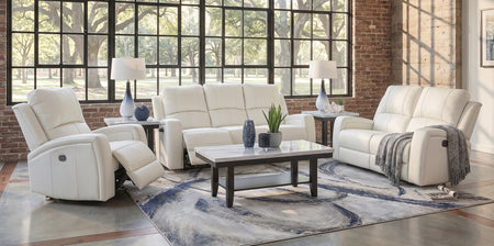 Aria White 5 Piece Leather Reclining Living Room