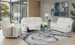 Aria White 3 Piece Zero Gravity Dual Power Leather Reclining Sofa, Zero Gravity Dual Power Leather Reclining Loveseat, and Dual Power Leather Recliner