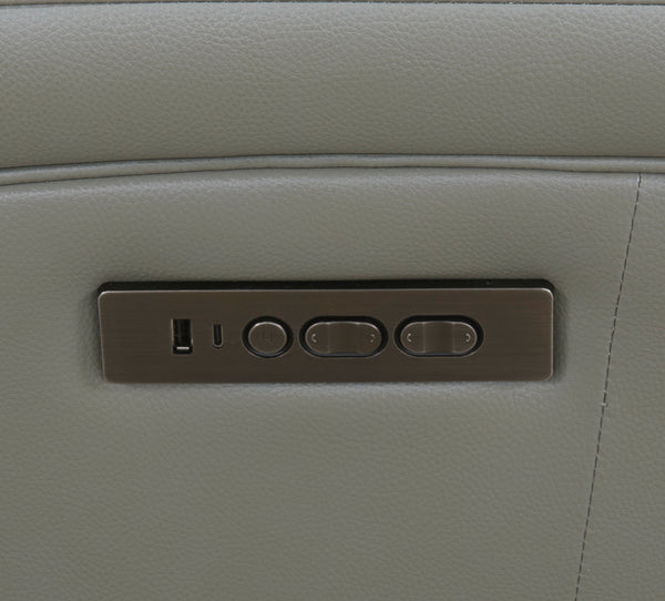 Aria Grey Leather Dual Power Recliner