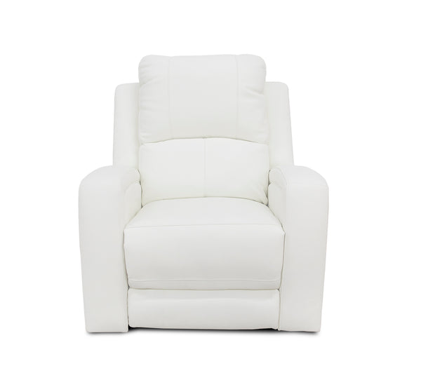 Aria White Leather Dual Power Recliner