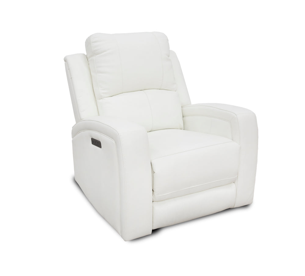 Aria White Leather Dual Power Recliner