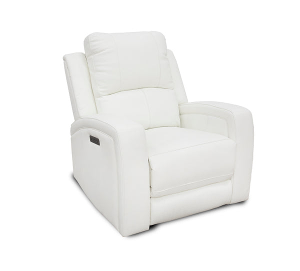 Aria White Leather Dual Power Recliner