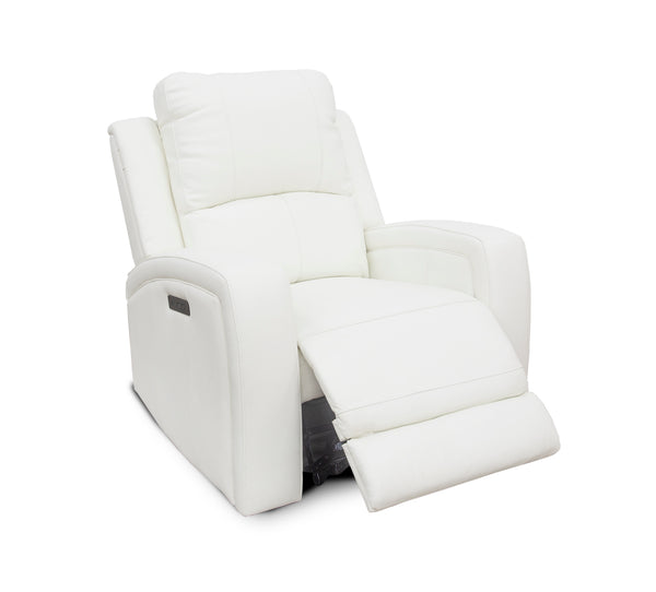 Aria White Leather Dual Power Recliner