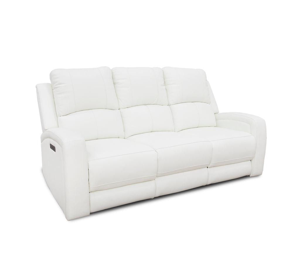 Aria White Leather Zero Gravity Dual Power Reclining Sofa