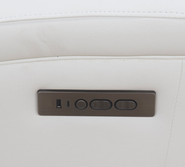 Aria White Leather Zero Gravity Dual Power Loveseat