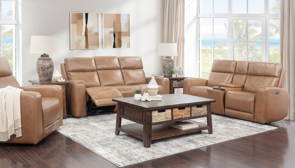 Artie 3 Piece Leather Triple Power Sofa, Console Loveseat, & Recliner