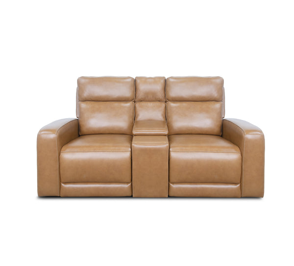 Artie Leather Triple Power Console Loveseat