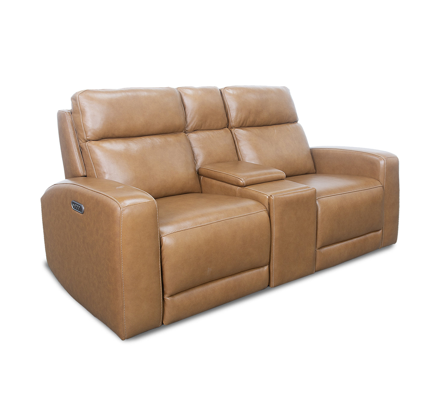 Artie Leather Triple Power Console Loveseat