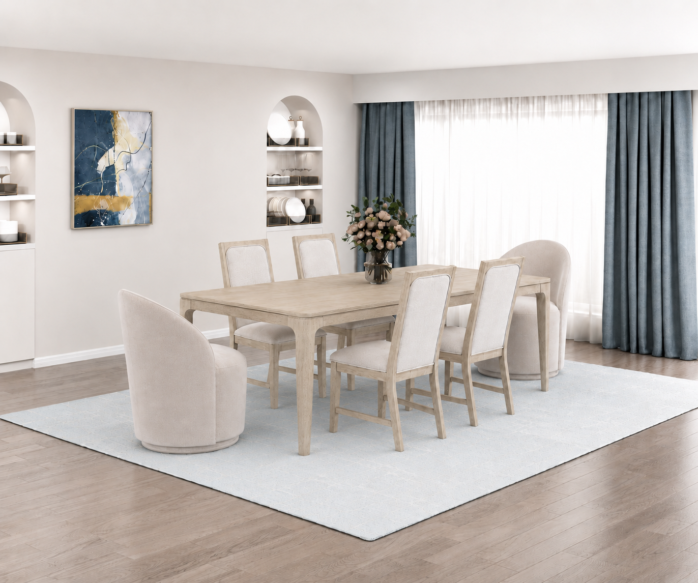 Aurelia 7 Piece Dining Set with 2 Swivel Chairs