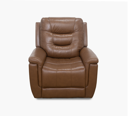 Sillón reclinable eléctrico de cuero Camel de Abbott con reposacabezas eléctrico