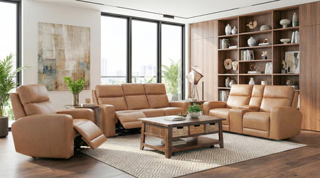 Artie 3 Piece Leather Triple Power Sofa, Console Loveseat, & Recliner