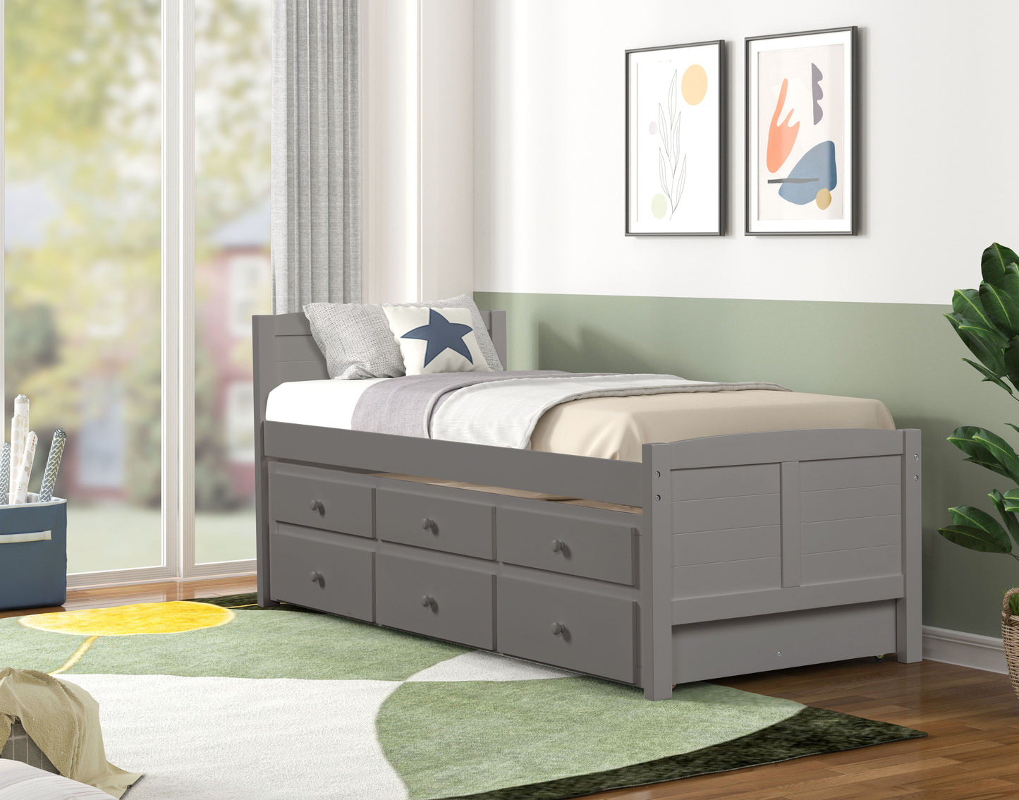 Shiloh Grey Twin Captain's Bed