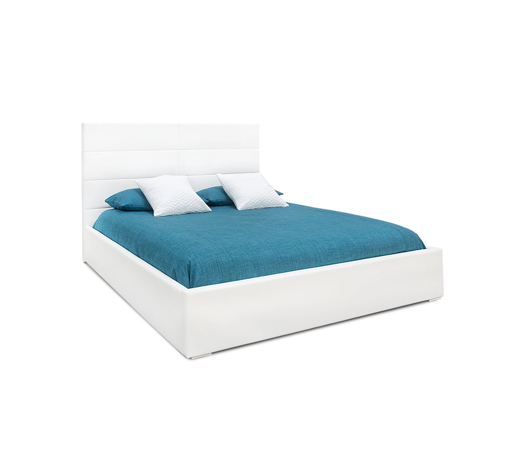 Logica White Queen Upholstered Bed