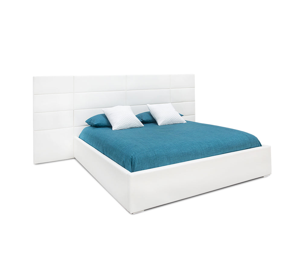 Logica White Queen Upholstered Wall Bed