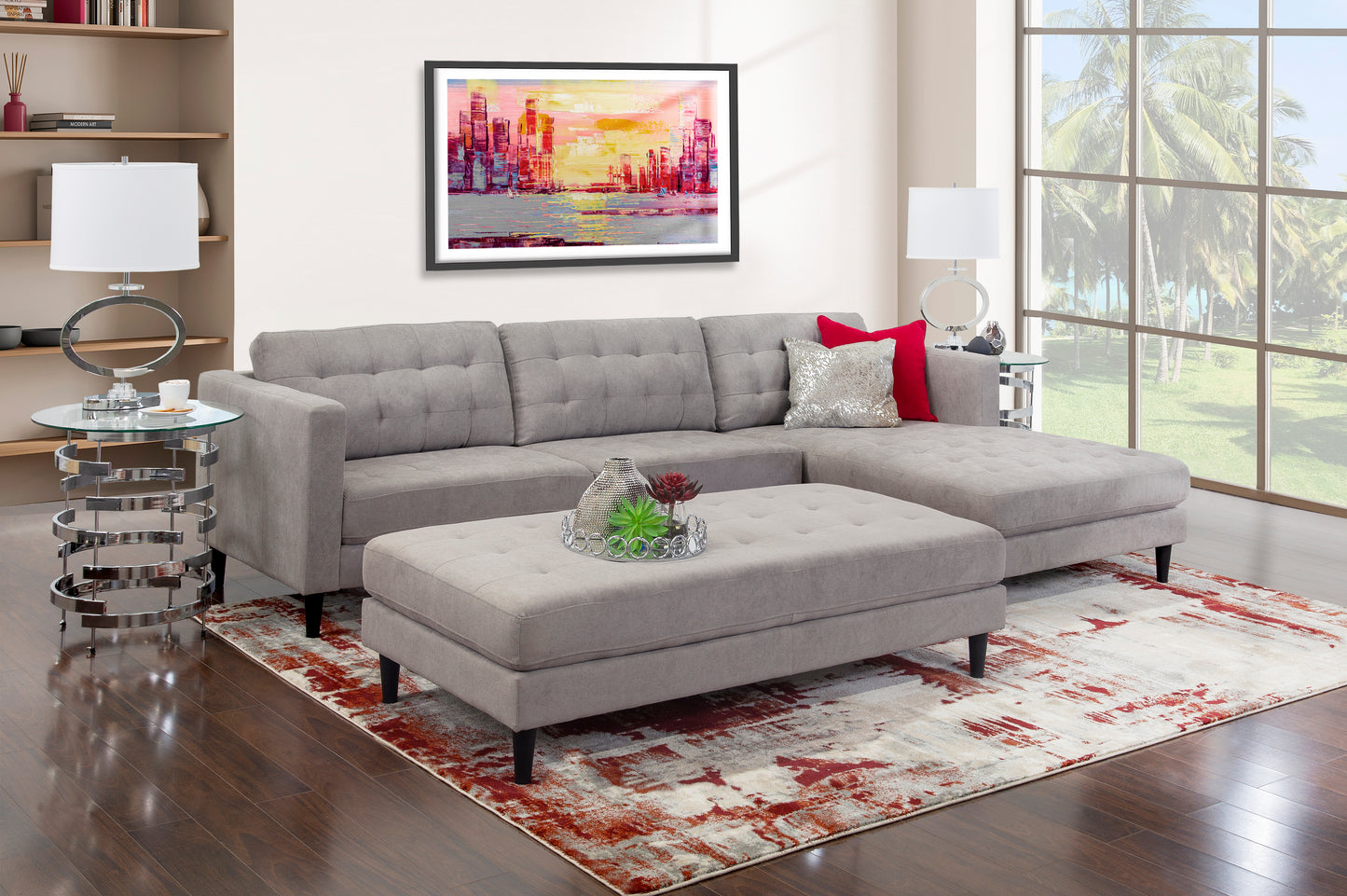 Bethany 2 Piece Sectional With Cocktail Ottoman