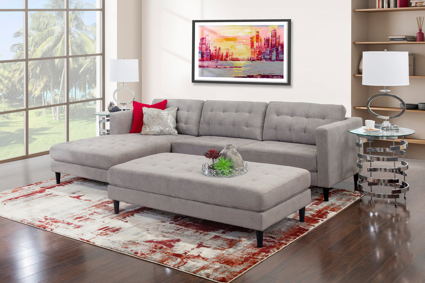 Bethany Reverse 2 Piece Sectional with Cocktail Ottoman