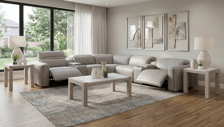 Blaise 7 Piece Leather Dual Power Sectional with Two Storage Consoles