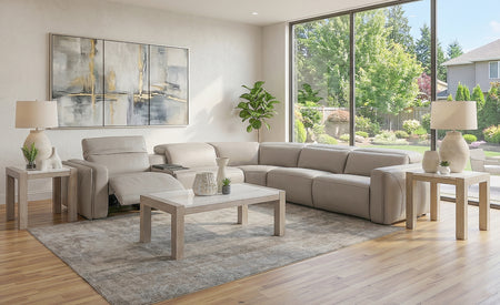Blaise 6 Piece Leather Dual Power Sectional with Cooling Console