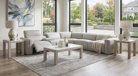 Blaise 6 Piece Leather Dual Power Sectional with Storage Console