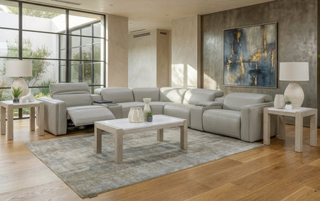 Blaise 7 Piece Leather Dual Power Sectional with Storage Console and Cooling Console