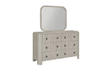 Beige dresser with mirror on a white background
