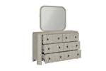 Beige dresser with mirror on a white background