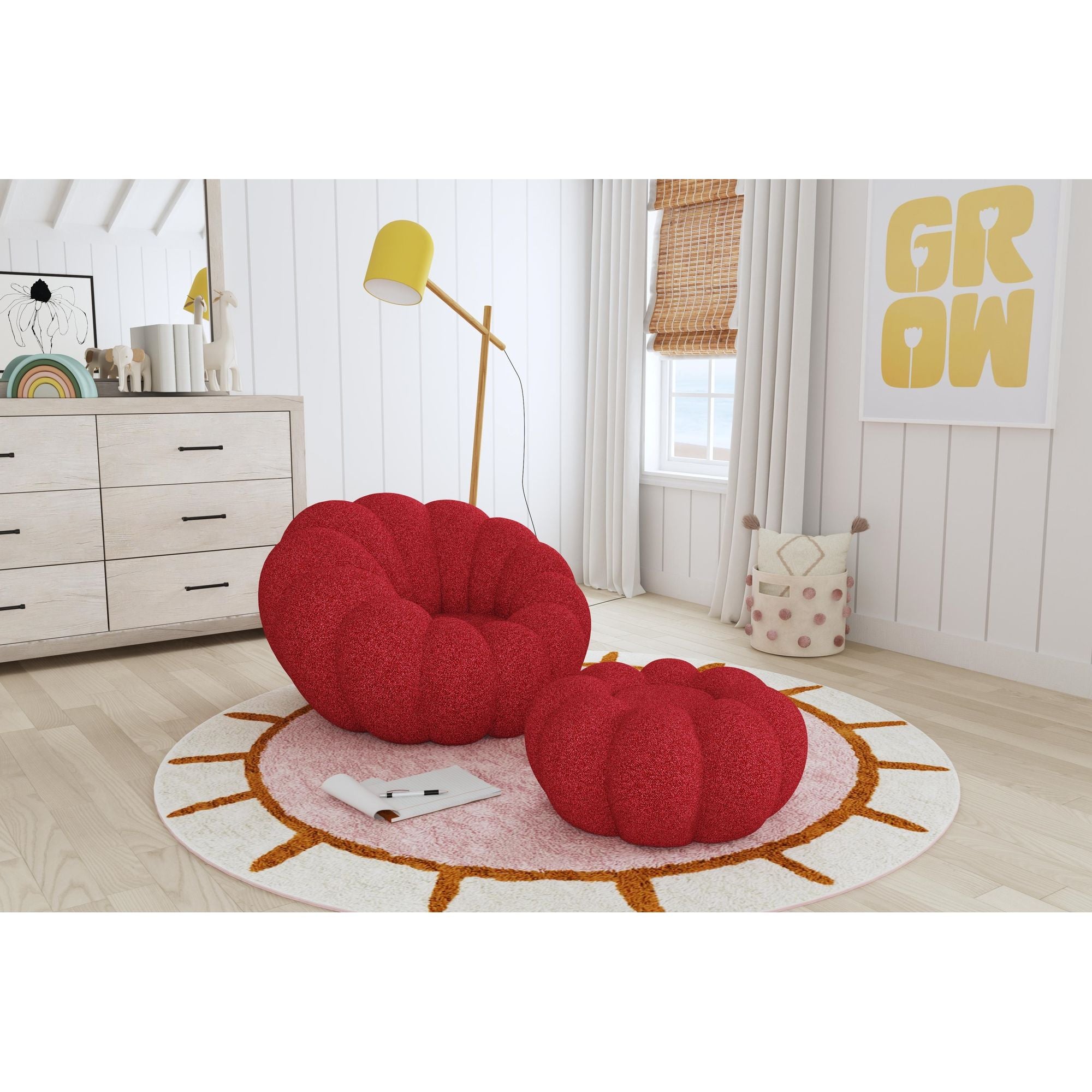Bubble Red Swivel Chair and Ottoman – Kane's Furniture