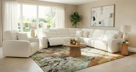 Cabretta 5 Piece Power Reclining Sectional with a Right Arm Facing Dual Power Recliner, an Armless Chair, a Wedge, an Armless Dual Power Recliner, and a Left Arm Facing Dual Power Recliner