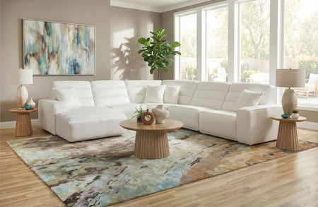 Cabretta 5 Piece Power Reclining Sectional with a Right Arm Facing Dual Power Recliner, an Armless Chair, a Wedge, an Armless Dual Power Recliner, and a Left Arm Facing Chaise