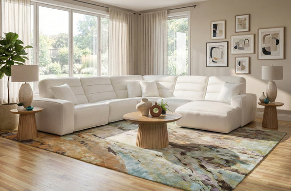 Cabretta 5 Piece Power Reclining Sectional with a Left Arm Facing Dual Power Recliner, an Armless Chair, a Wedge, an Armless Dual Power Recliner, and a Right Arm Facing Chaise