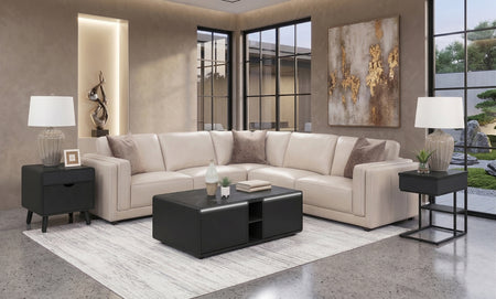 Callie Linen Sectional 6 Piece Leather Living Room