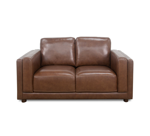 Sofá de tres piezas, loveseat y silla de cuero Callie Chestnut