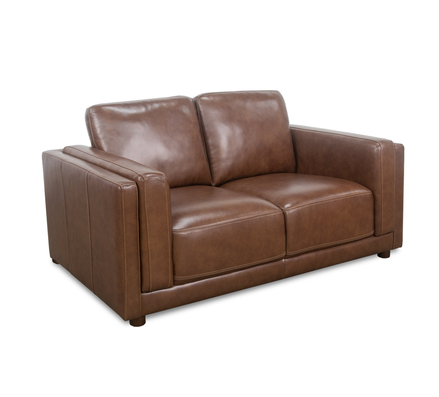 Sofá de tres piezas, loveseat y silla de cuero Callie Chestnut