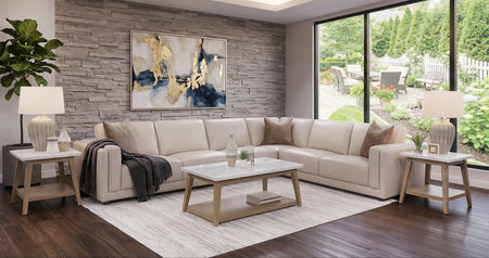 Callie Linen 4 Piece Leather Sectional