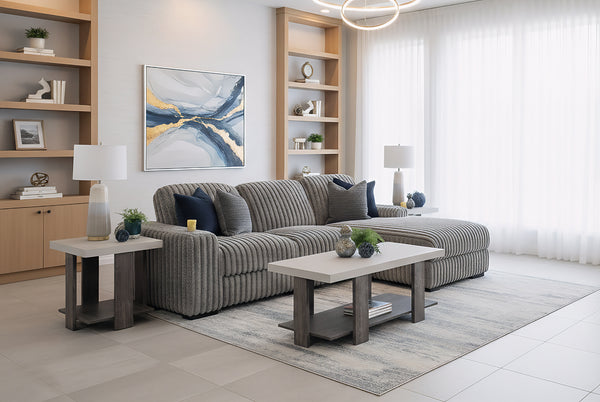 Chunky 5 Piece Living Room with Right Arm Facing Chaise