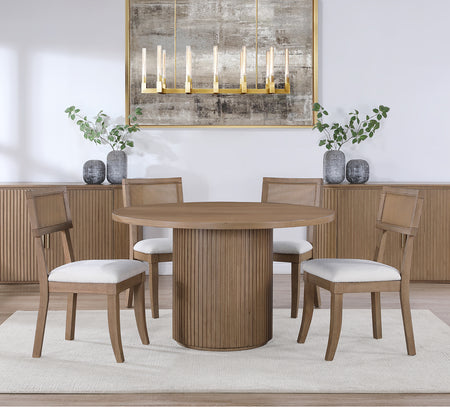 Colvin Natural 5 Piece Wood Top Dining Set with Cane Back Side Chairs