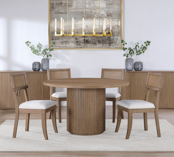 Colvin Natural 5 Piece Wood Top Dining Set with Cane Back Side Chairs