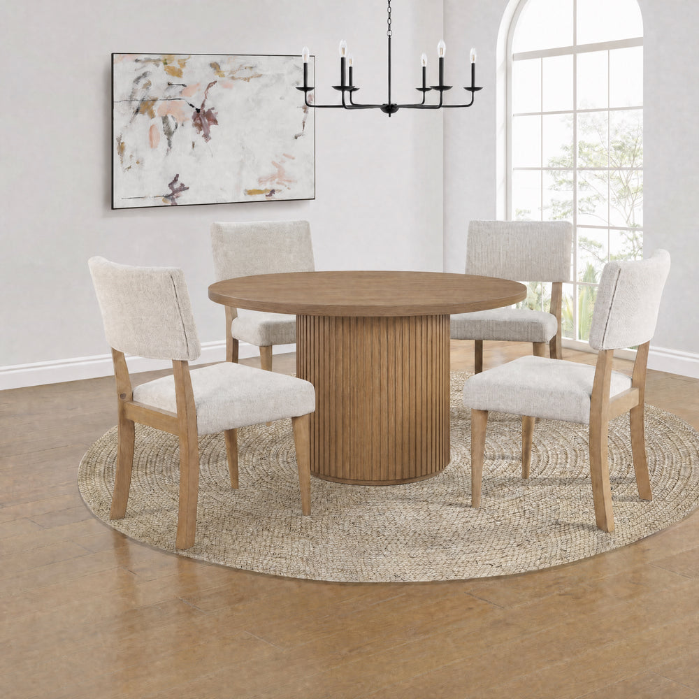 Colvin Natural 5 Piece Wood Top Dining Set with Upholstered Side Chairs